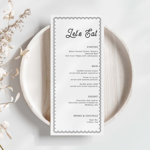 Minimalist and simple scalloped border menu card