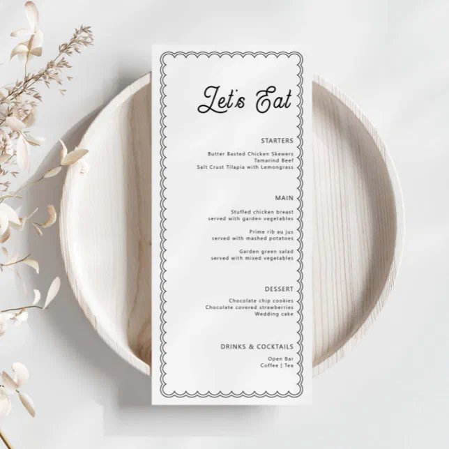 Simple Menu Borders Minimalist and simple scalloped border menu card | Zazzle