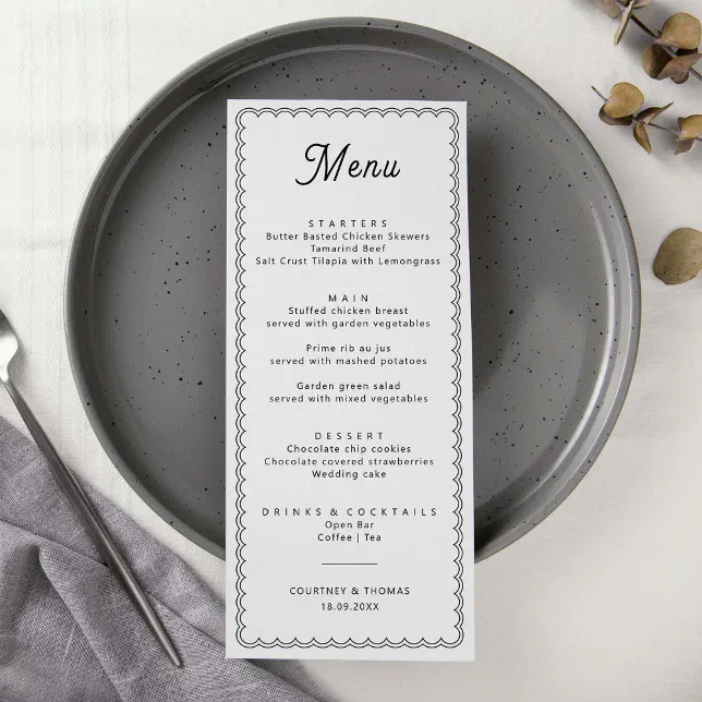 Simple Menu Borders Minimalist and simple scalloped border menu card | Zazzle