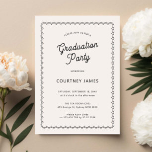 Minimalist and simple scalloped graduation party invitation