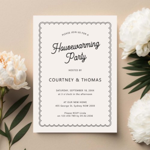 Minimalist and simple scalloped housewarming party invitation