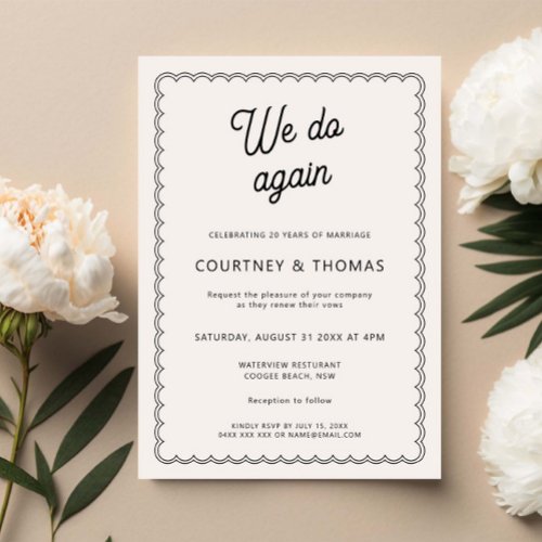 Minimalist and simple scalloped Vow Renewal Invitation