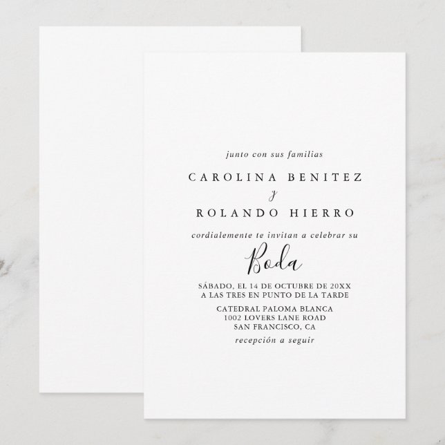 Minimalist and Simple Wedding Invitation (Front/Back)
