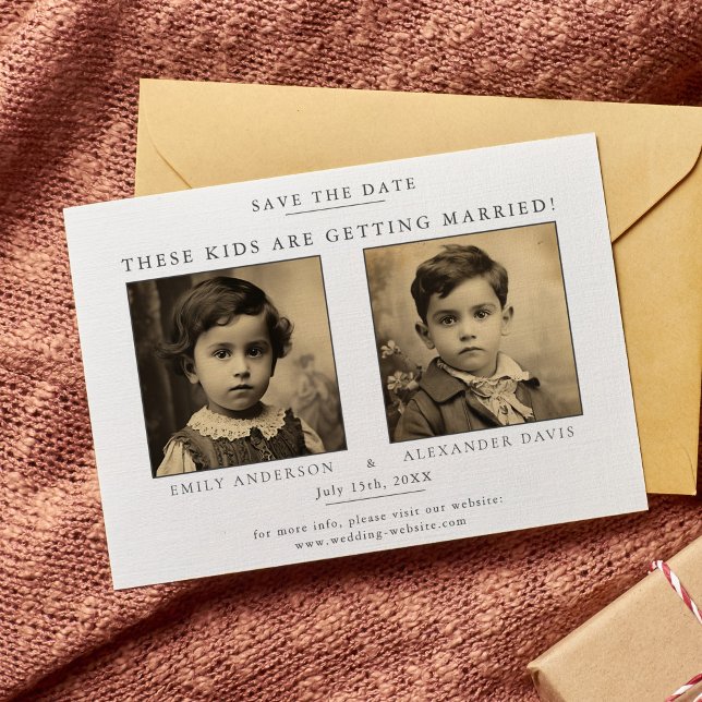 Minimalist and Simple with Photo from Childhood Save The Date (Creator Uploaded)