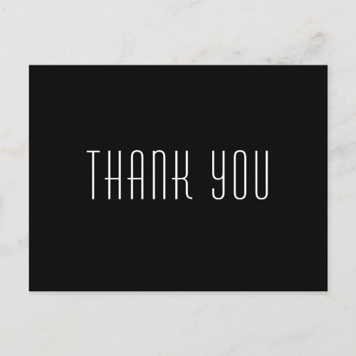 Minimalist and Trendy Black Thank You Postcard