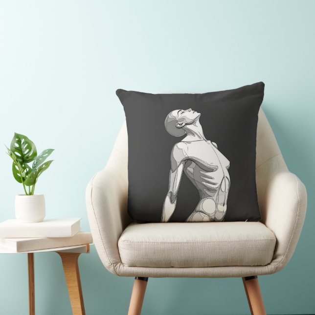 Minimalist Android Female - Modern Throw Pillow (Chair)