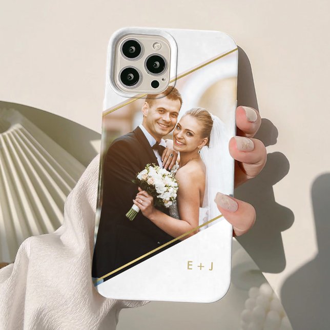 Minimalist Angle Monogrammed Custom Photo Case-Mate iPhone Case (Creator Uploaded)