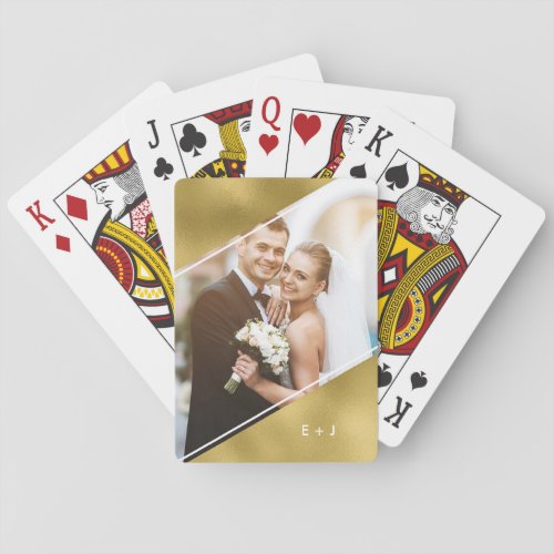 Minimalist Angle Monogrammed Custom Photo Playing  Playing Cards