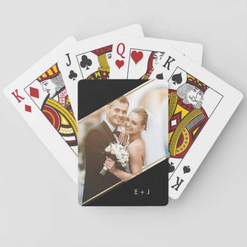 Minimalist Angle Monogrammed Custom Photo Playing  Playing Cards