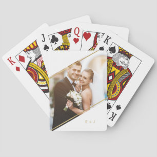 Minimalist Angle Monogrammed Custom Photo Poker Cards