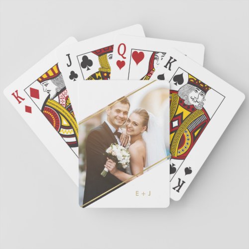 Minimalist Angle Monogrammed Custom Photo Poker Cards
