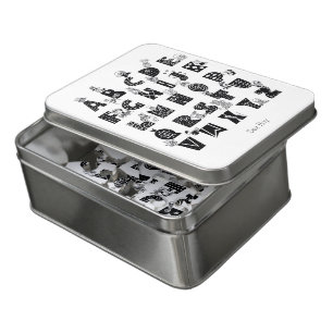 Minimalist Animal Alphabet Black and White Jigsaw Puzzle