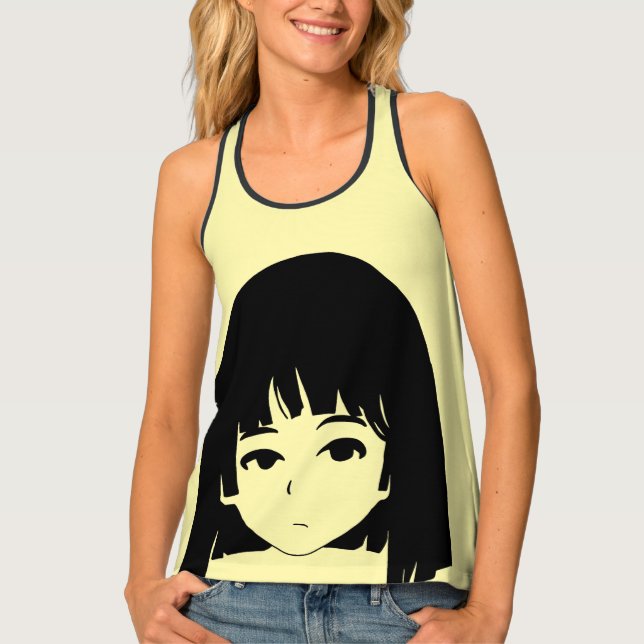 Minimalist Anime Face  Tank Top (Front)