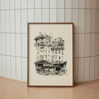 Minimalist Antique Architecture Sketch Art Poster