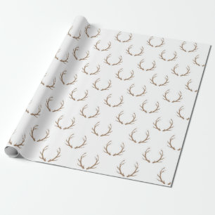 Minimalist Antler Repeat Pattern Wrapping Paper