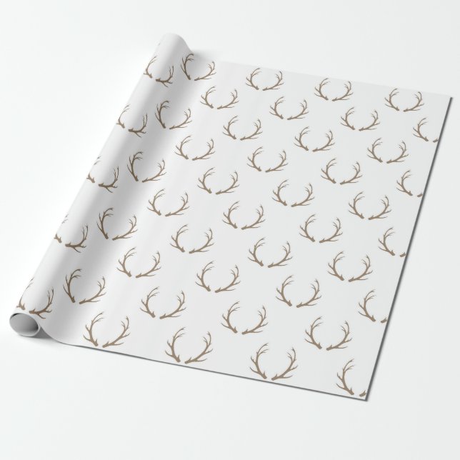 Minimalist Antler Repeat Pattern Wrapping Paper (Unrolled)