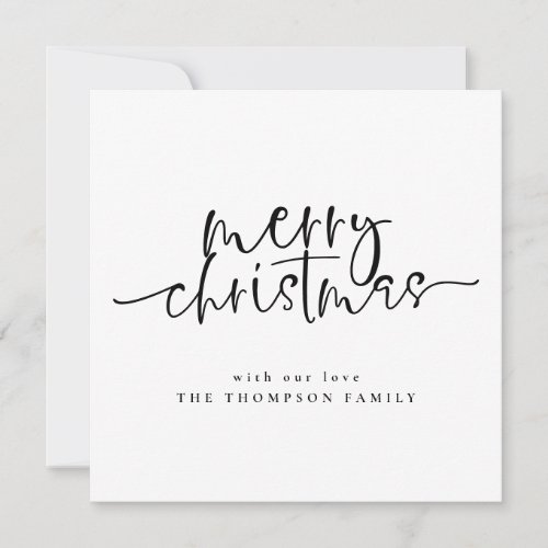 Minimalist Any Color Merry Christmas Flat Square Holiday Card