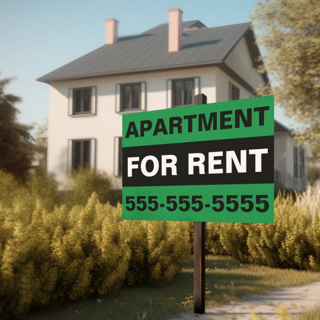 MINIMALIST APARTMENT FOR RENT REAL ESTATE SIGN (apartment or rent green black yard sign)