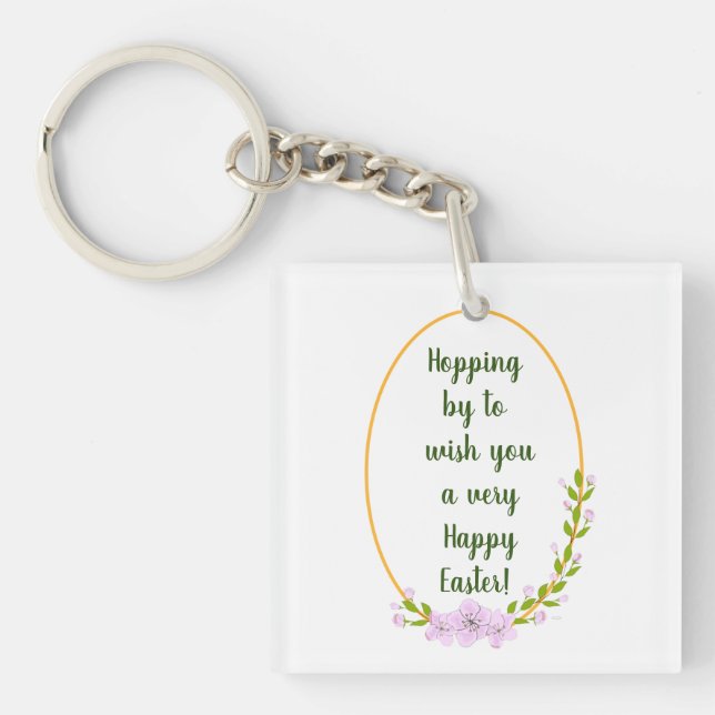 Minimalist  Apple Tree flowers holiday Easter   Keychain (Front)