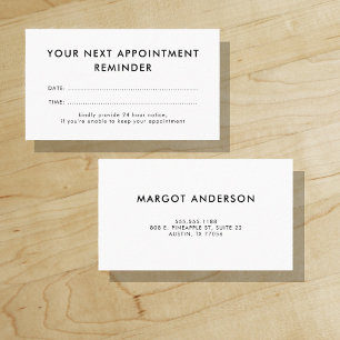 Minimalist Appointment Reminder Business  Card