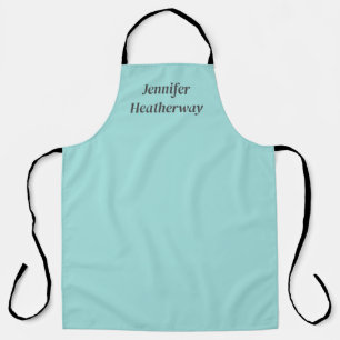 Minimalist aqua blue custom name apron
