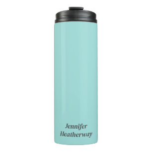 Minimalist aqua blue custom name thermal tumbler