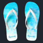 Minimalist Aqua Blue Gradient Groom Flip Flops<br><div class="desc">These Minimalist Aqua Blue Gradient groom flip flops will add a stylish dose of glam to your wedding day or other celebration. ♥Customize it with your wording by using the template fields. ♥ If you want to change the font style, color or text placement, simply click the "Customize Further" button. ♥ If you...</div>