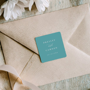 Minimalist Aqua Wedding Seals Modern Calligraphy