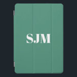 Minimalist aquamarine custom monogram initials iPad pro cover<br><div class="desc">Minimalist Custom aquamarine and white monogram initials name modern elegant personalized iPad Pro Cover</div>