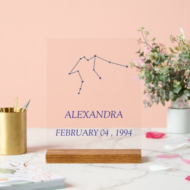 Minimalist Aquarius Constellation Acrylic Sign - P (Wedding)