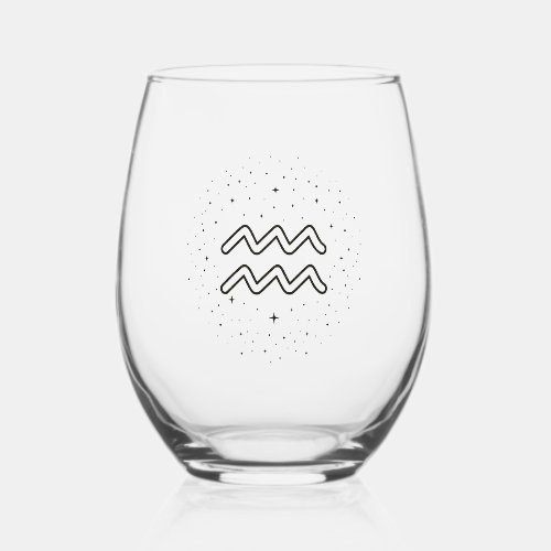 Minimalist Aquarius Zodiac Stemless Wine Glass