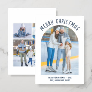 Minimalist Arch 4 Photo Collage Christmas Letterpress Photo Cards