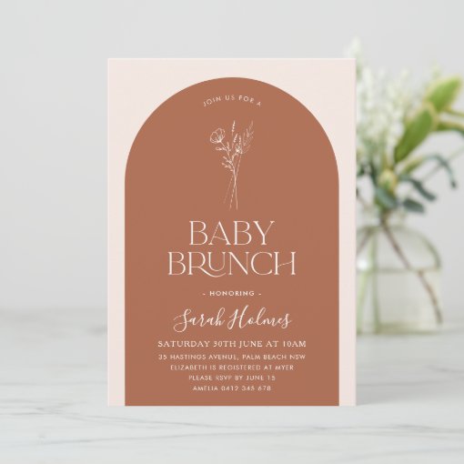 Minimalist Arch Baby Brunch Baby Shower Invitation Zazzle