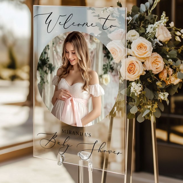 Minimalist Arch Baby Shower Photo Welcome Acrylic Sign (Creator Uploaded)