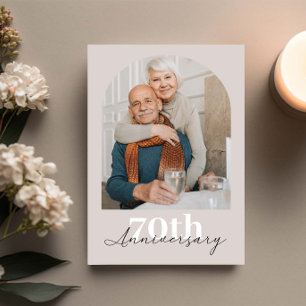 Minimalist Arch Beige 70th wedding anniversary Invitation