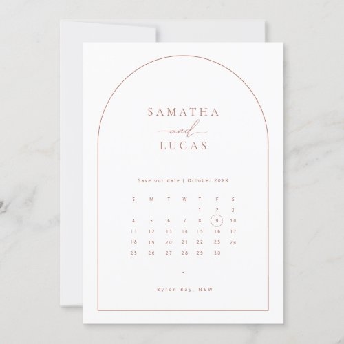 Minimalist arch calendar Save the Date Invitation