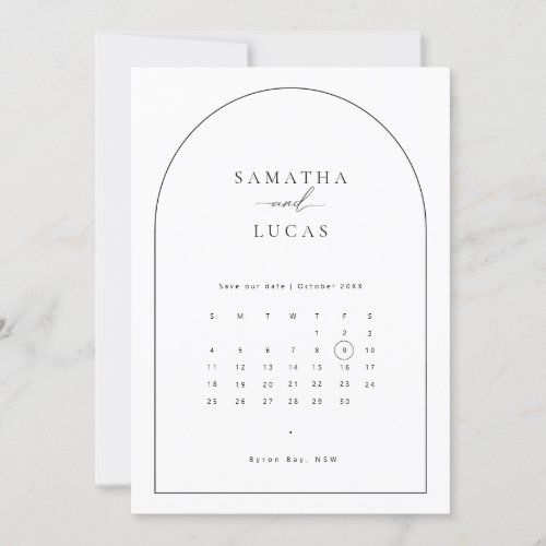 Minimalist arch calendar Save the Date Invitation