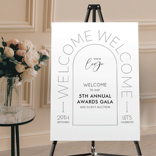 Minimalist Arch Corporate Event Gala Welcome Sign (Elegant corporate event welcome sign with subtle arch background and space for your custom test)