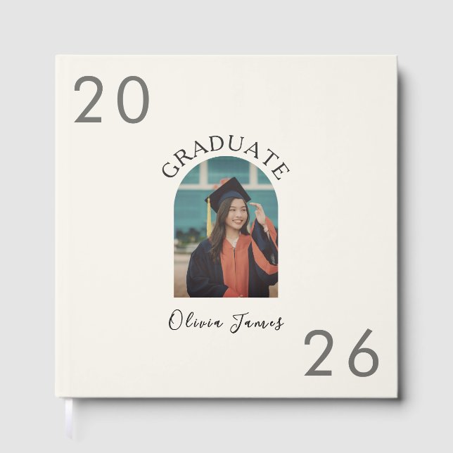 Minimalist Arch Graduation Photo Guest Book  (Front)