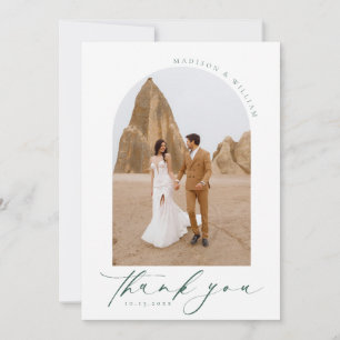 Minimalist Arch Green Wedding Thank You Card
