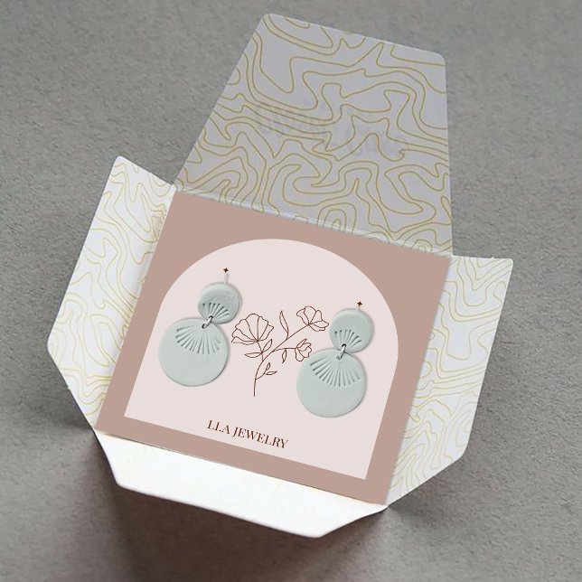 Minimalist Arch Handmade Jewelry Earrings Display Square Business Card (Creator Uploaded)