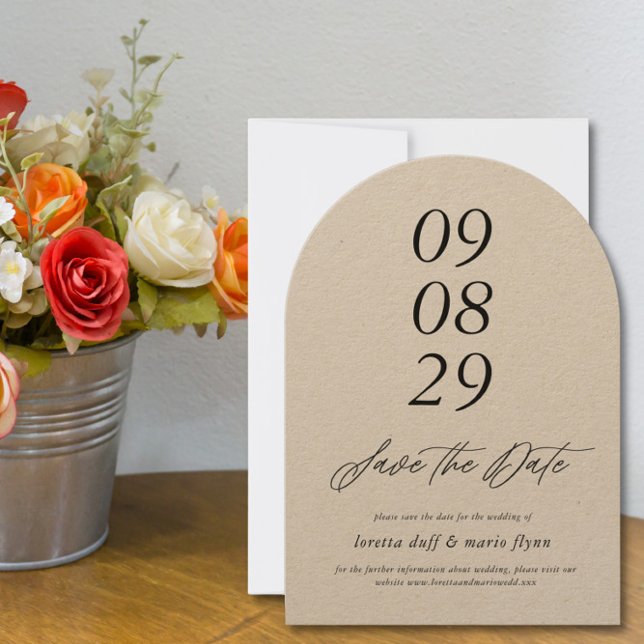 Minimalist Arch Kraft paper Save the date  Invitation (Creator Uploaded)