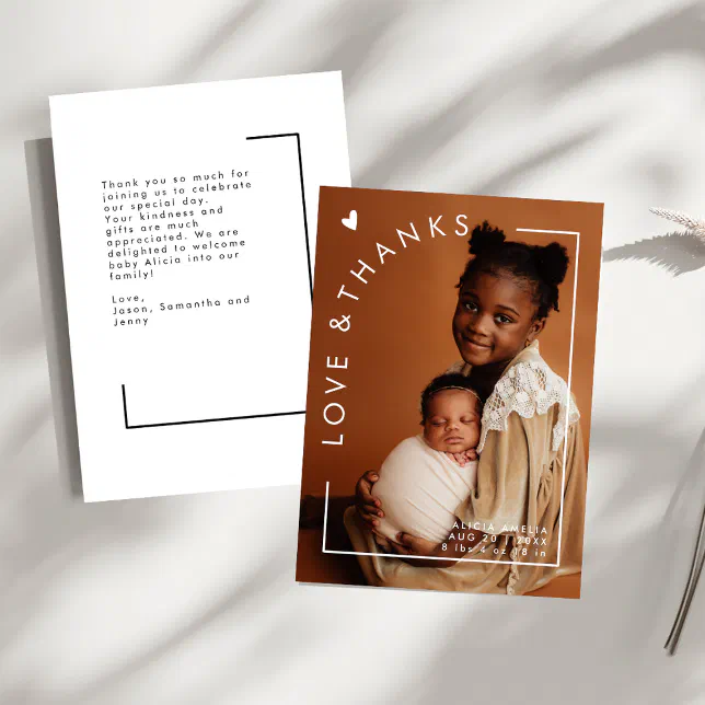 Minimalist Arch Love & Thanks Baby Shower Photo Thank You Card | Zazzle
