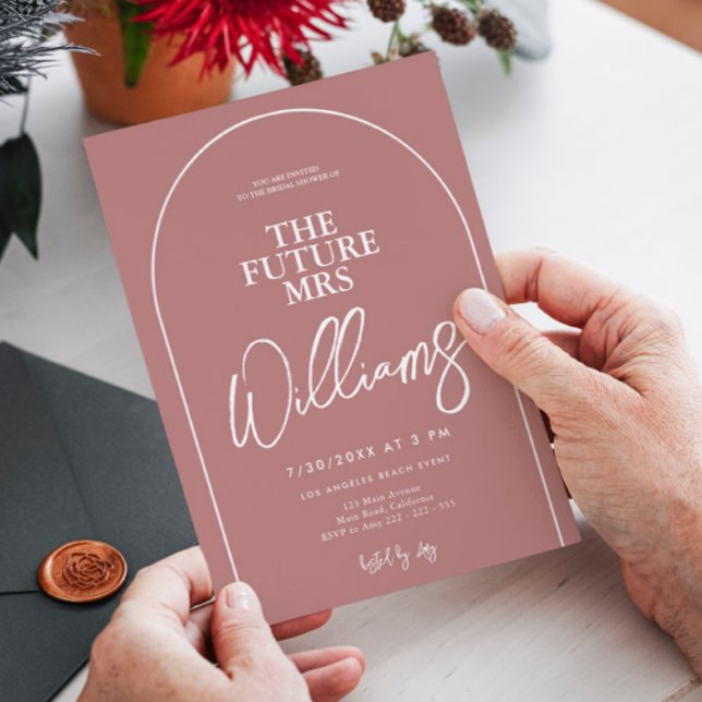 Minimalist Arch Marsala Simple Bridal Shower  Invitation (Creator Uploaded)