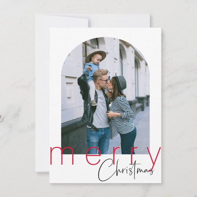 Minimalist Arch Merry Christmas Greetings Card (Front)