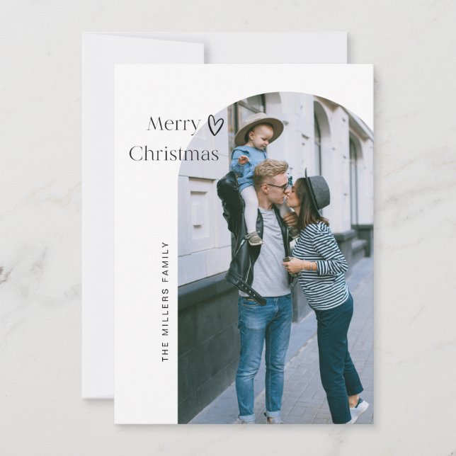 Minimalist Arch Merry Christmas Greetings Card (Front)