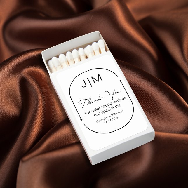 Minimalist Arch Monogram Wedding Thank You Matchboxes (Creator Uploaded)
