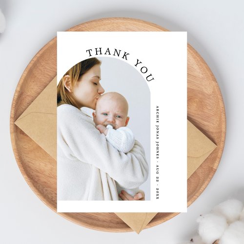 Minimalist Arch Photo Baby Shower Thank You