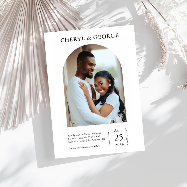 Minimalist Arch Photo Digital or Printed Wedding Invitation (Creator Uploaded)