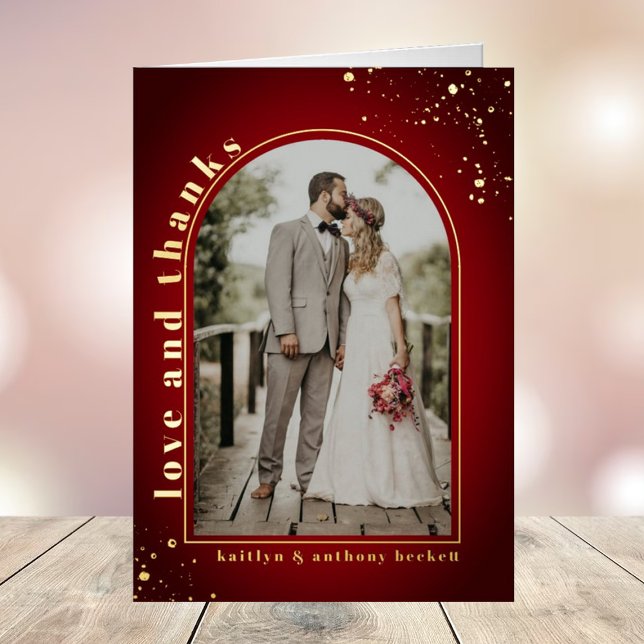 Minimalist Arch Photo Frame Wedding Thank You Real Foil Greeting Card (Creator Uploaded)